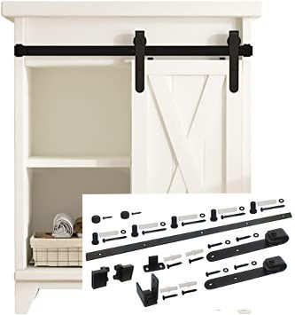5Ft Mini Single Barn Door Hardware Kit Classic Strap J Form-Aufhänger