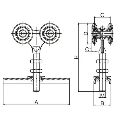 des Torrollenkanals 2.9m 35mm LKWs hängende Hochleistungsschiebetürräder 4 5.8m