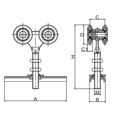 Wandschrank 25mm 4 Rad-Schiebetür-Rollenhochleistungsscheunentür-Räder Wand führt ebenen Berg