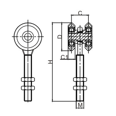 Hochleistungshandelsschiebetür-Rollen dreht 38mm Rad M12 2