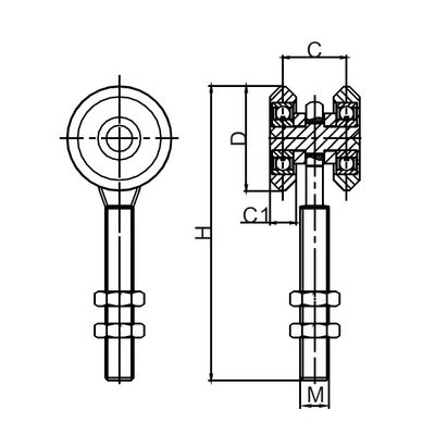 Scheunen-Spitzenschiebetür-Schienen und Rollen 55mm mit dem Tragen von zwei Rädern