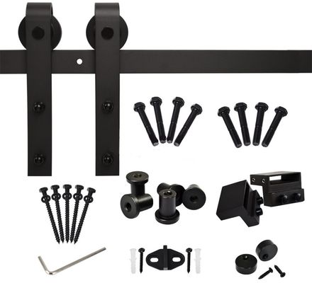 Bahn Bent Strap Barn Door Hardwares Kit Sliding Gate Rollers And des Schwarz-80kg-100kg