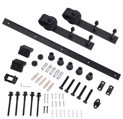 Bahn Bent Strap Barn Door Hardwares Kit Sliding Gate Rollers And des Schwarz-80kg-100kg