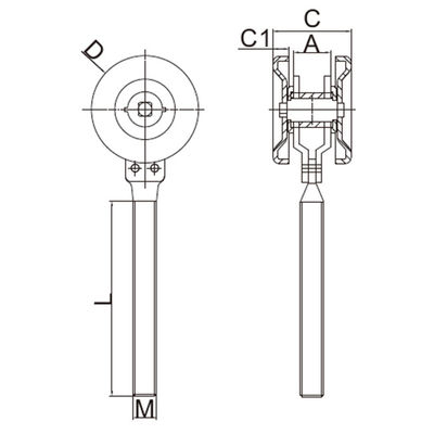 Tür-Rollen-Stahlbahn GL49A hängende mit dem Tragen Rad-Rolle 55mm von des Schienenstrang-2