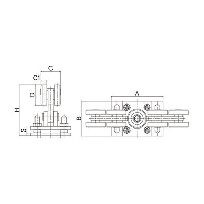 Elektrische freitragende Räder der gleitendes Tor-Ausrüstungs-10 für 80x80 Wagen-Rollen-justierbare Platte der Schienen-68mm