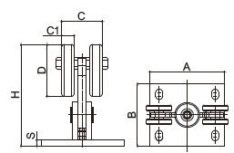 Schiebetür-Hardware 8 Räder 5 der Schiebetür-Hardware der Räder im Freien freitragende Ausrüstungen silbriges Gold