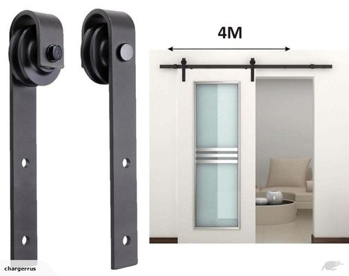 8 Fuß 6ft 7 Ft 4ft doppeltes Scheunen-Tür-Hardware-Kit Wooden Door Black Metal-Eisen-Pulver