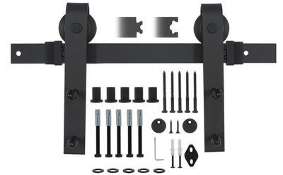 8 Fuß 6ft 7 Ft 4ft doppeltes Scheunen-Tür-Hardware-Kit Wooden Door Black Metal-Eisen-Pulver