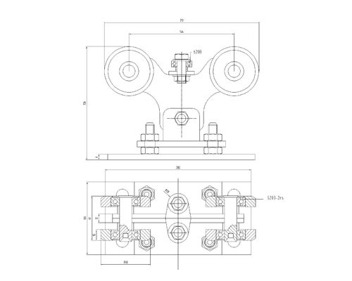 Tragende Zink-justierbare gleitendes Tor-Rolle des Splitter-6203 mit 8 Rollen