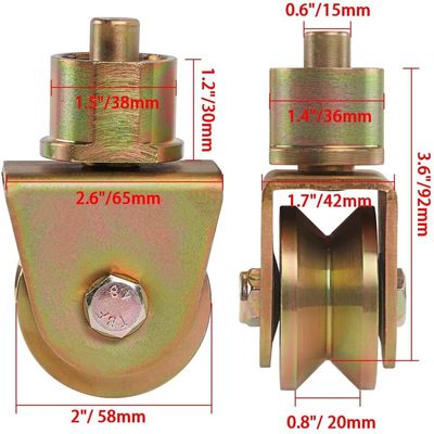 50 - 160mm Messingtor-Tür-Rollen-weißes Zink-Goldzink