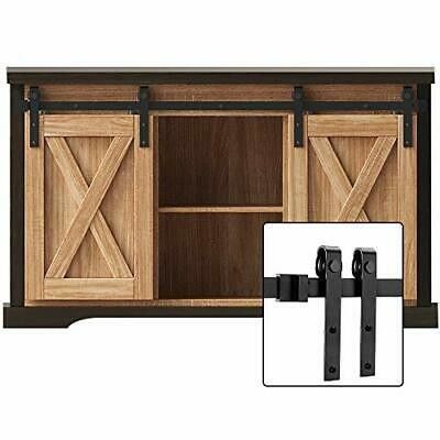 Schwarzer klassischer Bügel Mini Barn Door Hardware Kit 6 Ft für doppelte hölzerne Türen