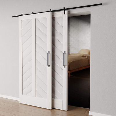Innovativ mit Absicht - 8ft gleitendes Scheunentür-Hardware-Paket (Unterhaltungsrad) - ultra ruhig, Designerwahl, alle Teile